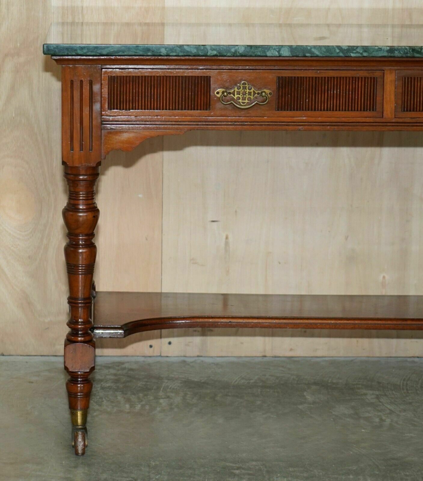 Fine Victorian Jas Shoolbred Green Marble Topped Watchmakers Desk Writing Table photo vinterior