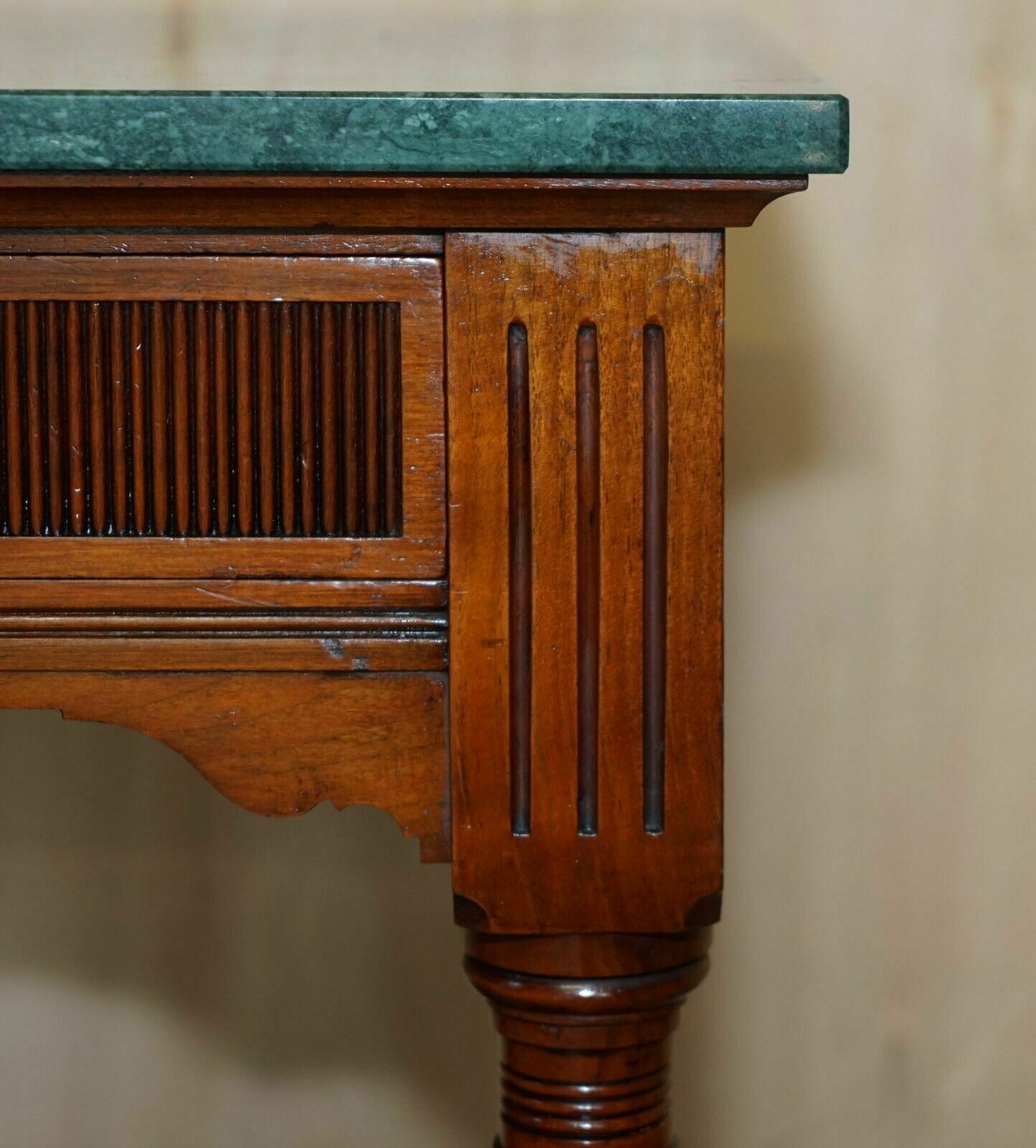 Furniture Fine Victorian Jas Shoolbred Green Marble Topped Watchmakers Desk Writing Table photo