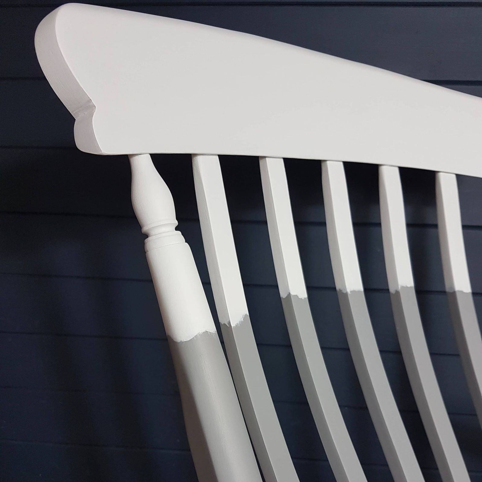 Two Tone Grey Painted Wooden Rocking Chair photo for sale