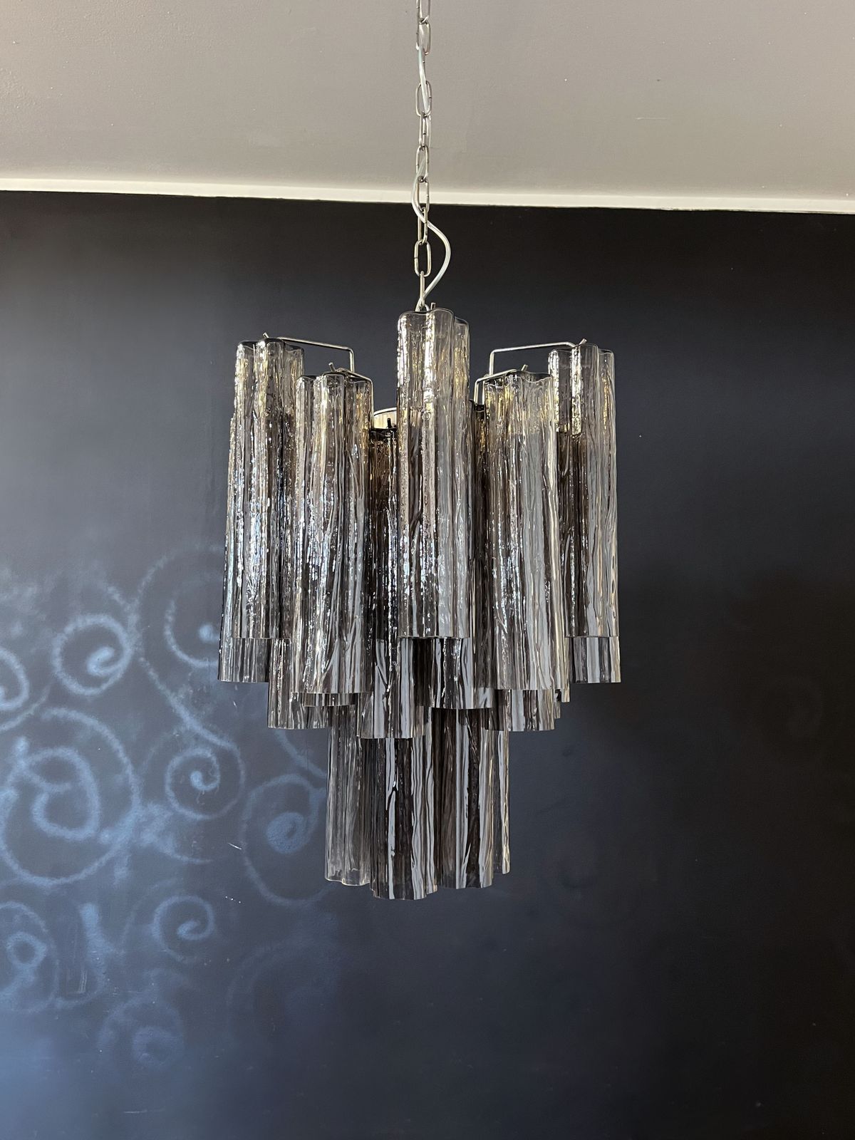 Fantastic Murano Smoked Glass Tube Chandelier photo for sale