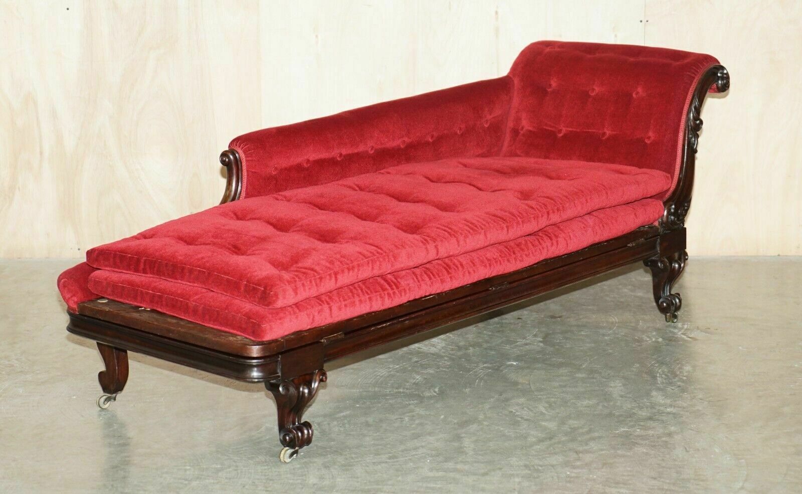 Rare Antique William IV Circa 1830 Mahogany Chesterfield Extending Chaise Lounge photo furniture