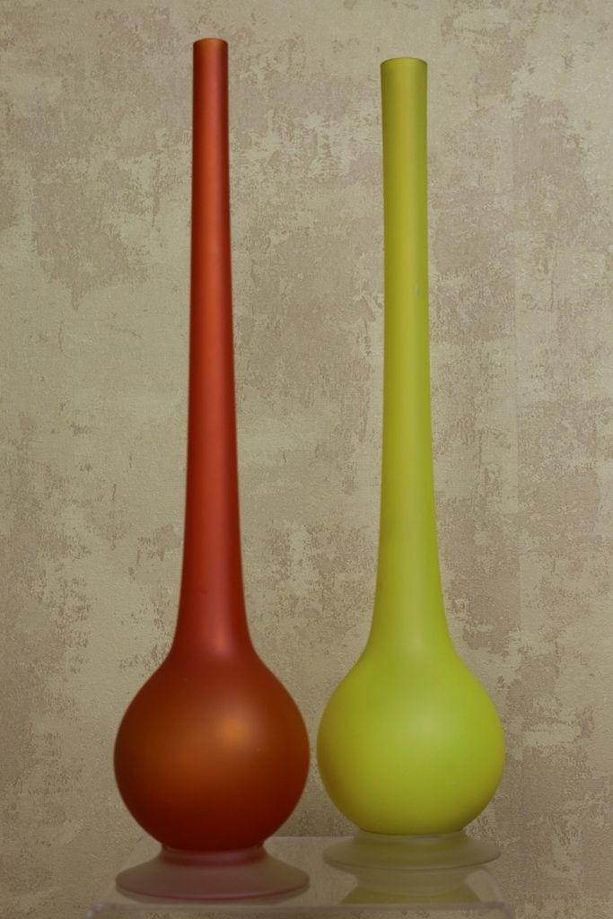 Pair Of 1960’s Murano Satin Glass Vases By Carlo Moretti