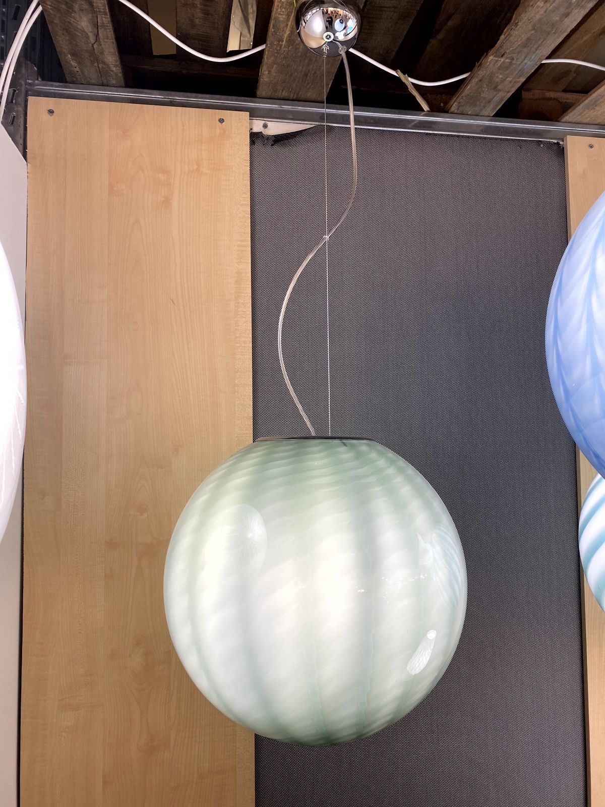 Impressive Contemporary Milky Green Sphere In Murano Glass Swirl photo for sale