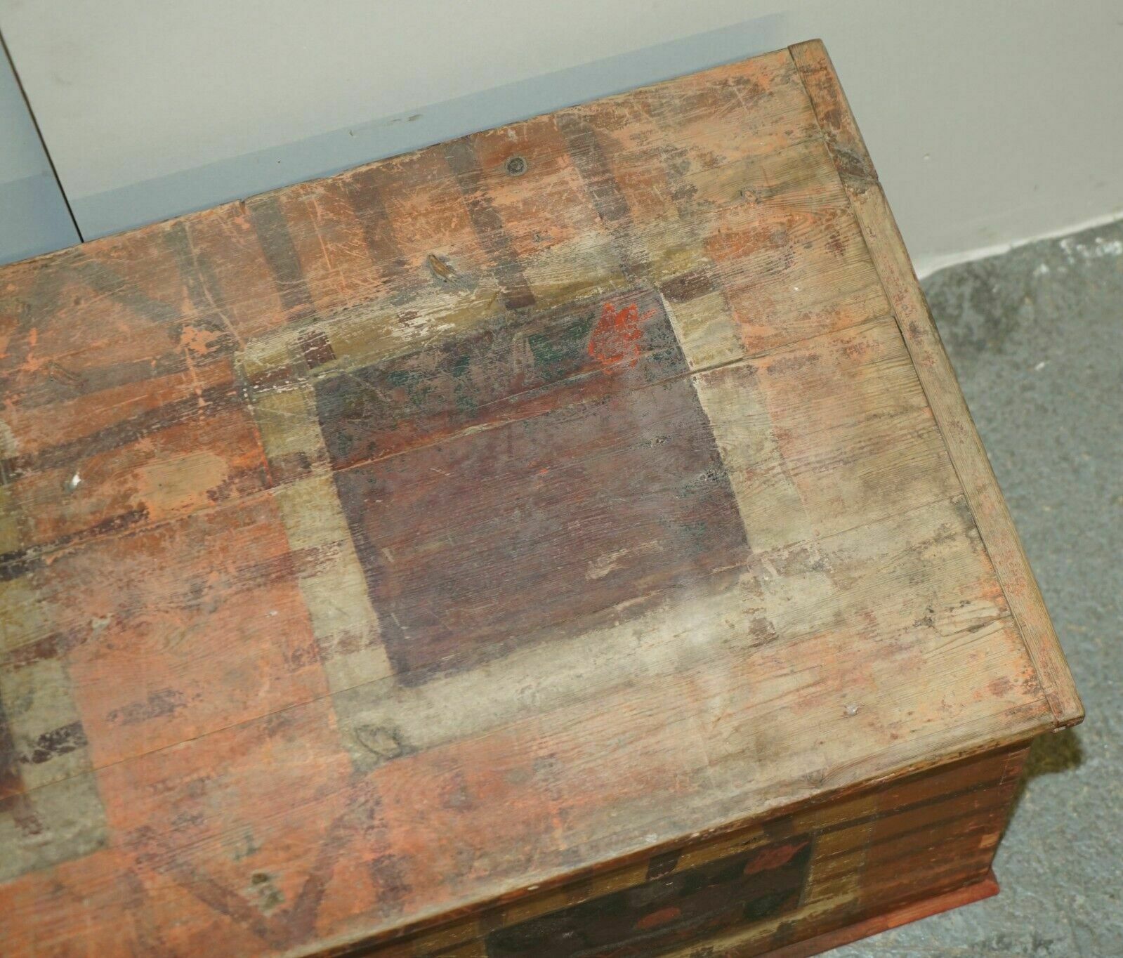 photo furniture 1875 Large Antique Original Paint Hungarian Blanket Chest Coffer Trunk