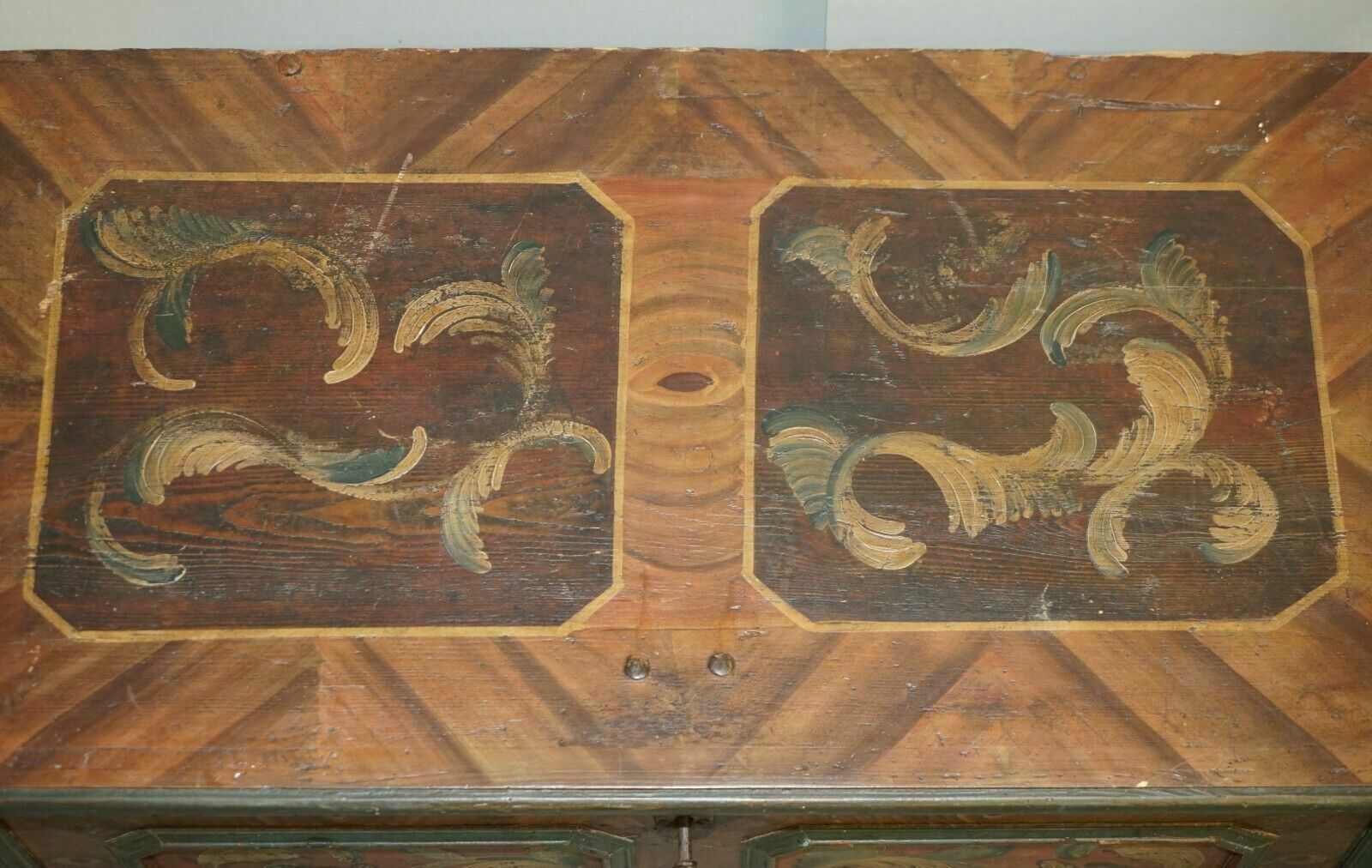 Circa 1800 Extra Large Antique Original Paint German Blanket Chest Coffer Trunk photo vintage