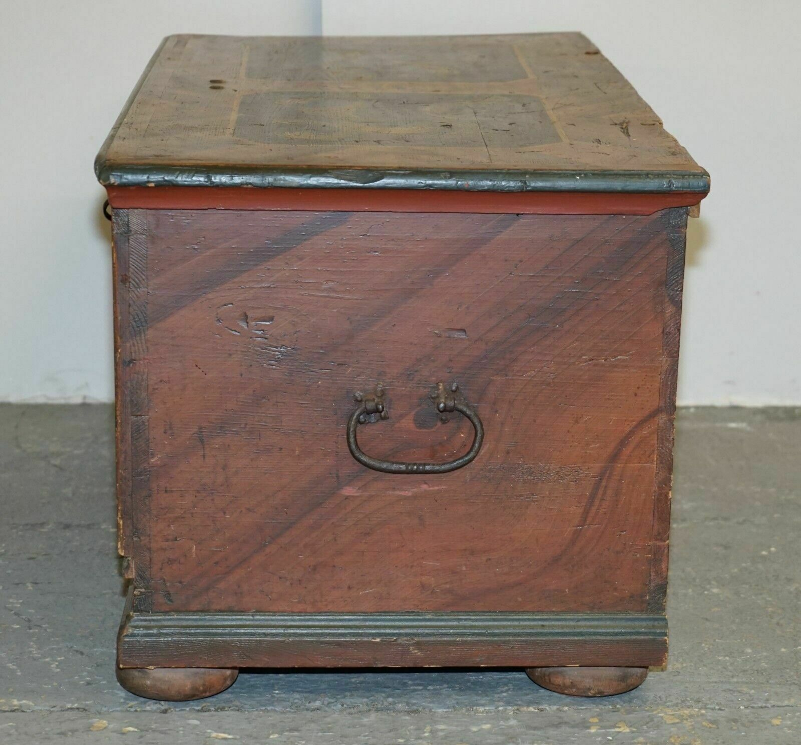 2750.0 Circa 1800 Extra Large Antique Original Paint German Blanket Chest Coffer Trunk photo