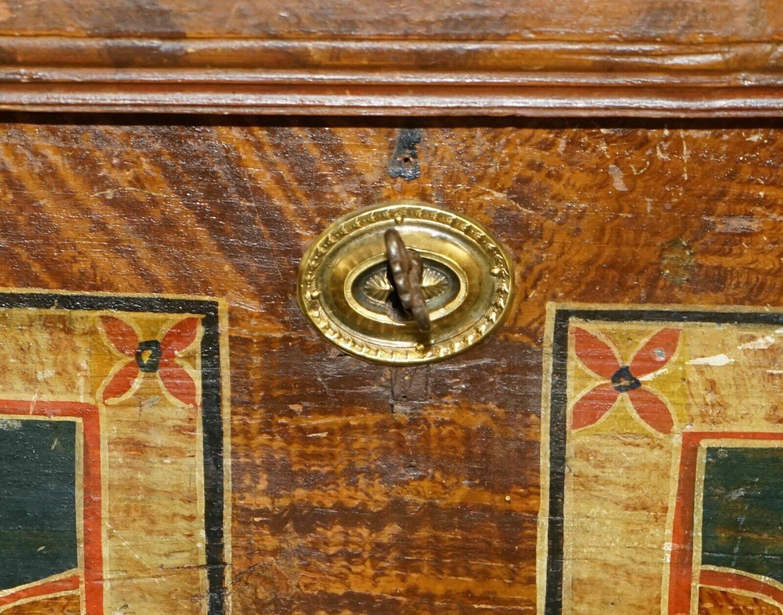 1875 Large Antique Original Paint Romanian Blanket Chest Coffer Trunk Drawer photo vinterior