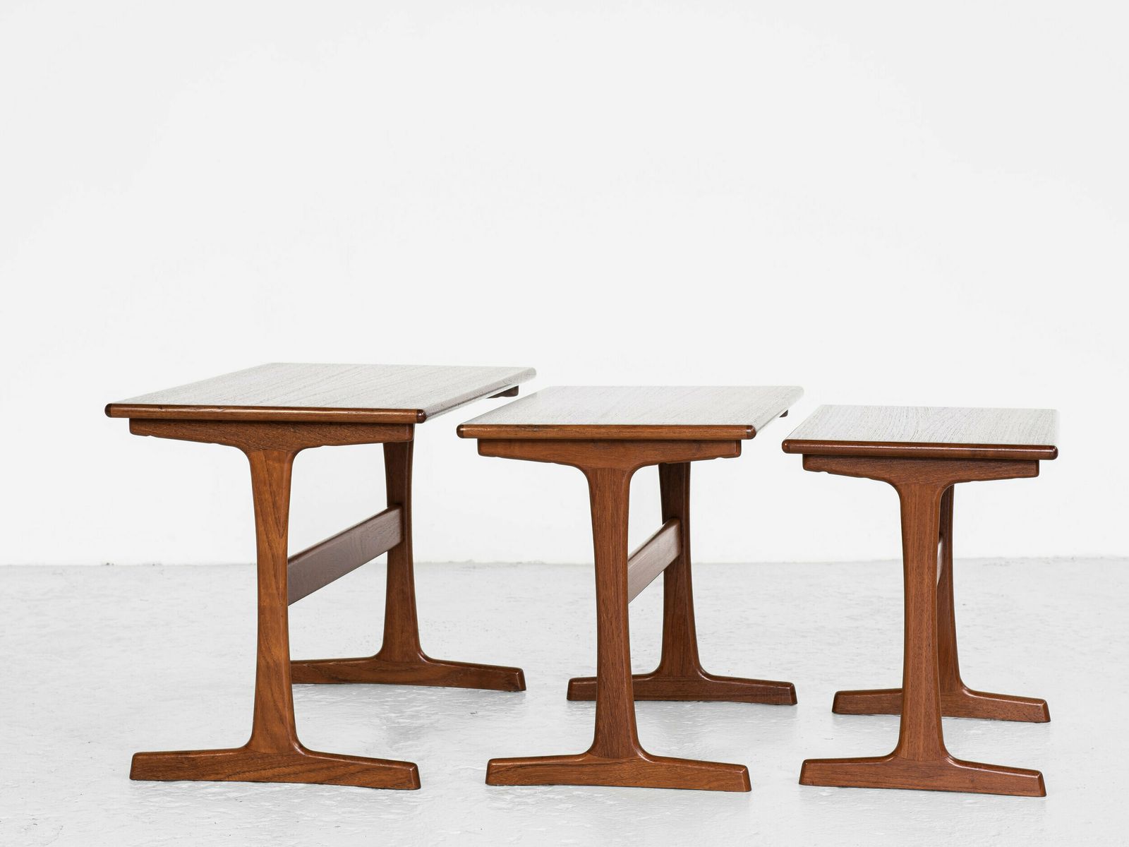 Midcentury Danish Nest Of 3 Side Tables In Teak By Kai Kristiansen For Vildbjerg photo furniture