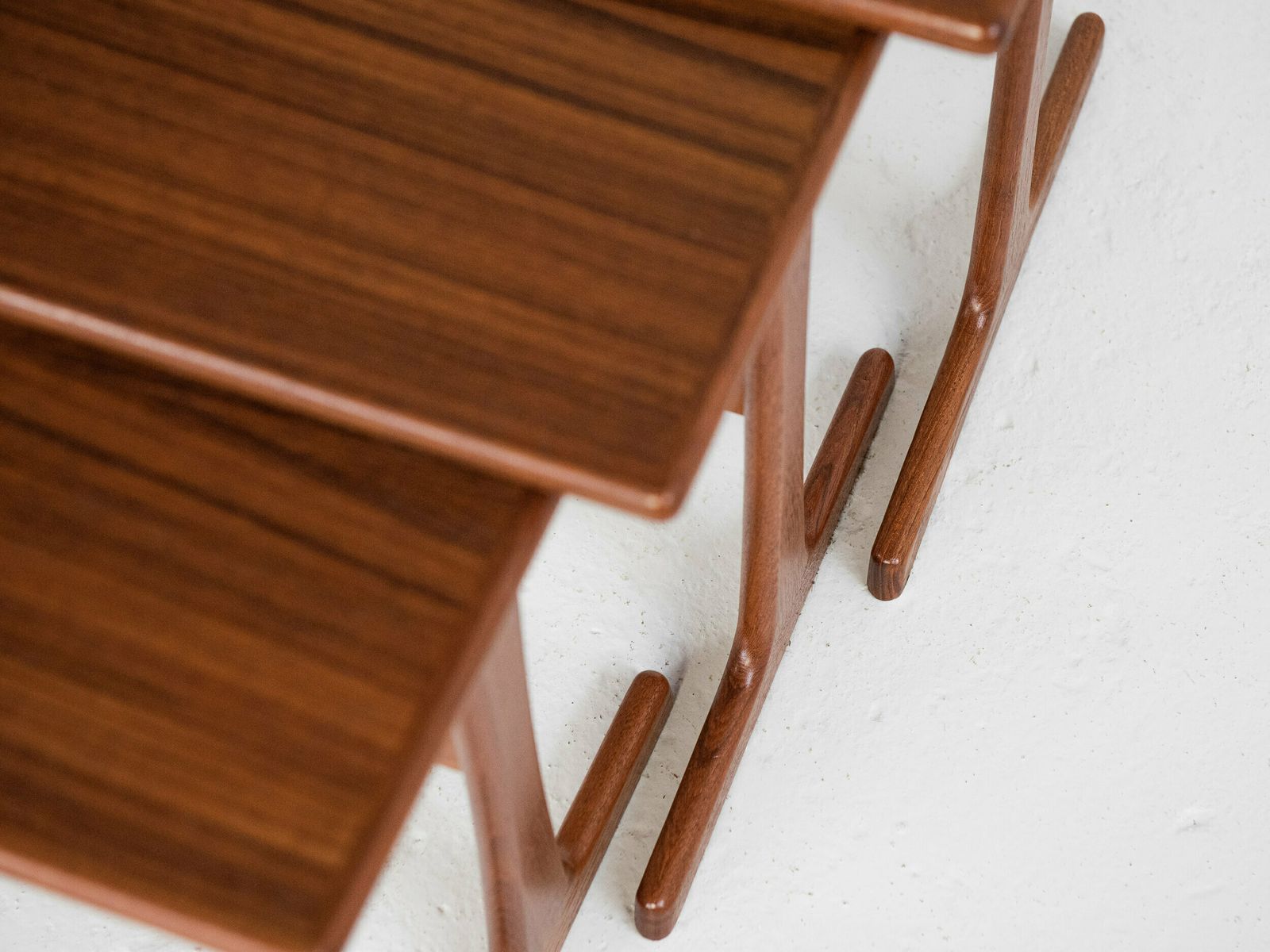 Midcentury Danish Nest Of 3 Side Tables In Teak By Kai Kristiansen For Vildbjerg photo vintage