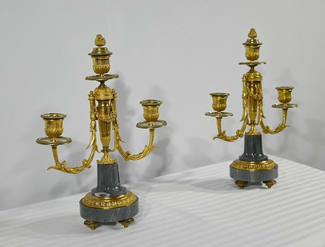 Pair Of Bronze And Marble Candelabra   Mid 19th Century photo for sale