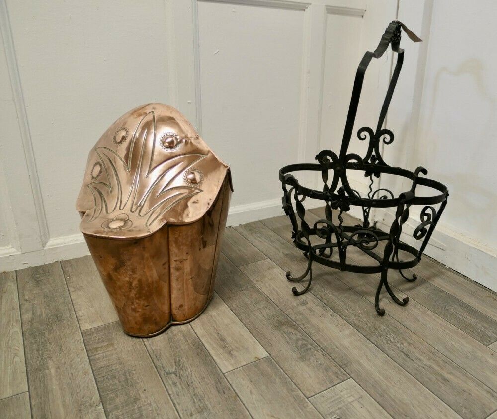 photo furniture Art Nouveau Brass Helmet Coal Scuttle
