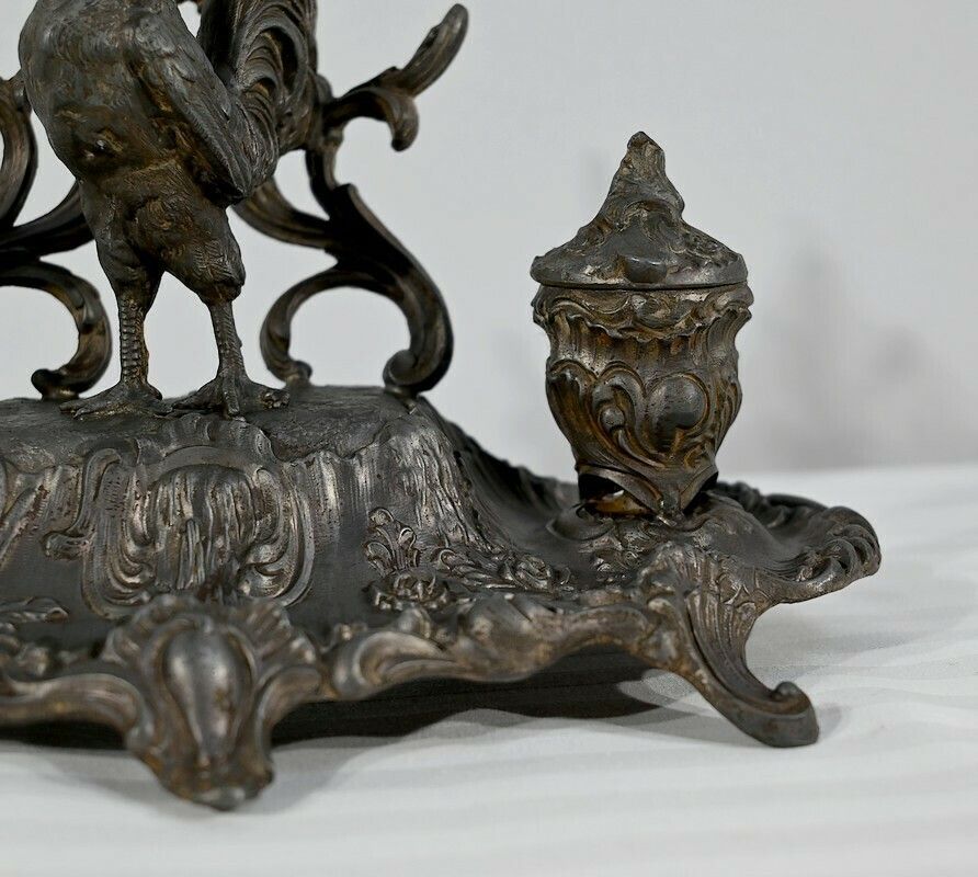 photo vinterior Pewter Inkwell, Signed A.Bossu   Late 19th Century