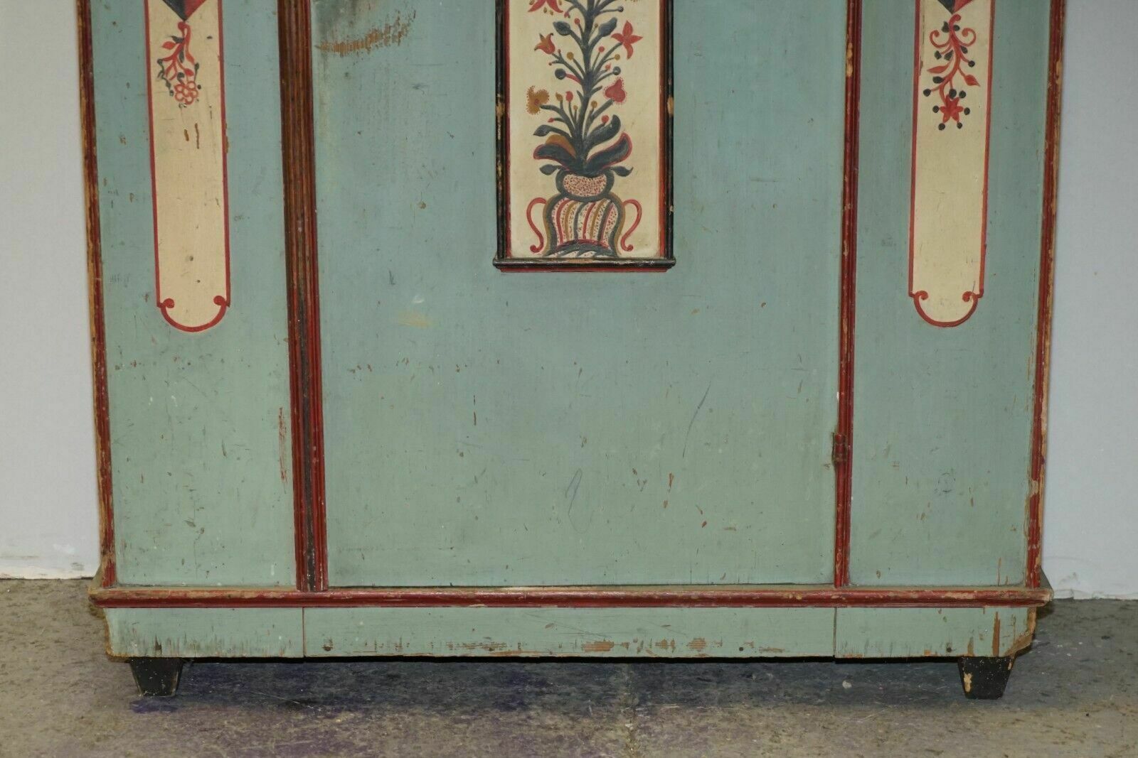 Antique 1818 Dated Aqua Blue Hand Painted German Marriage Wardrobe Rare Colour photo 4000.0