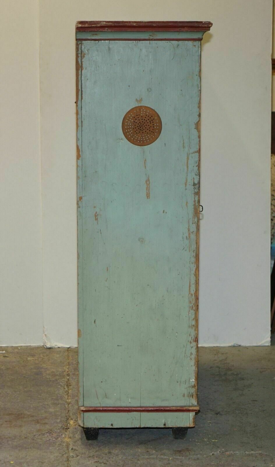 photo furniture Antique 1818 Dated Aqua Blue Hand Painted German Marriage Wardrobe Rare Colour