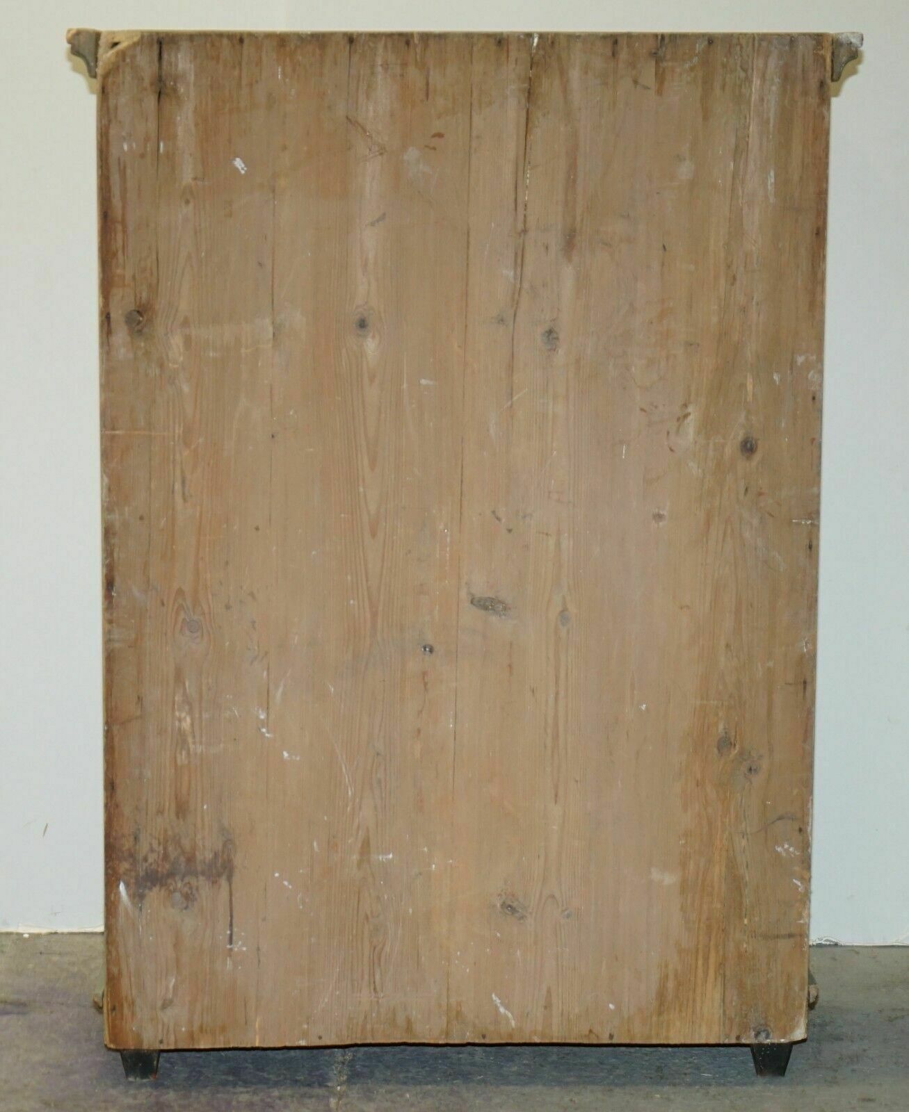 Furniture Antique 1818 Dated Aqua Blue Hand Painted German Marriage Wardrobe Rare Colour photo