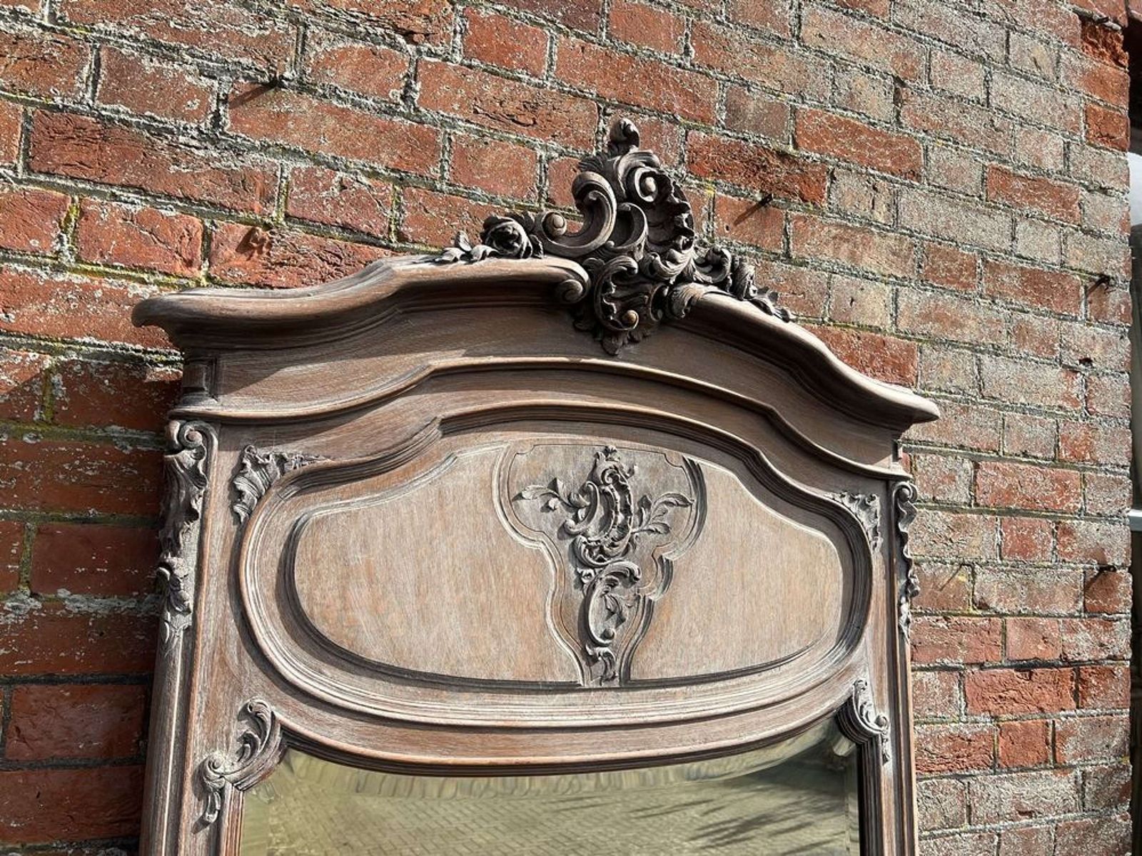 A Superb Large Antique French 19th C Carved Wood Painted Mirror. photo vinterior