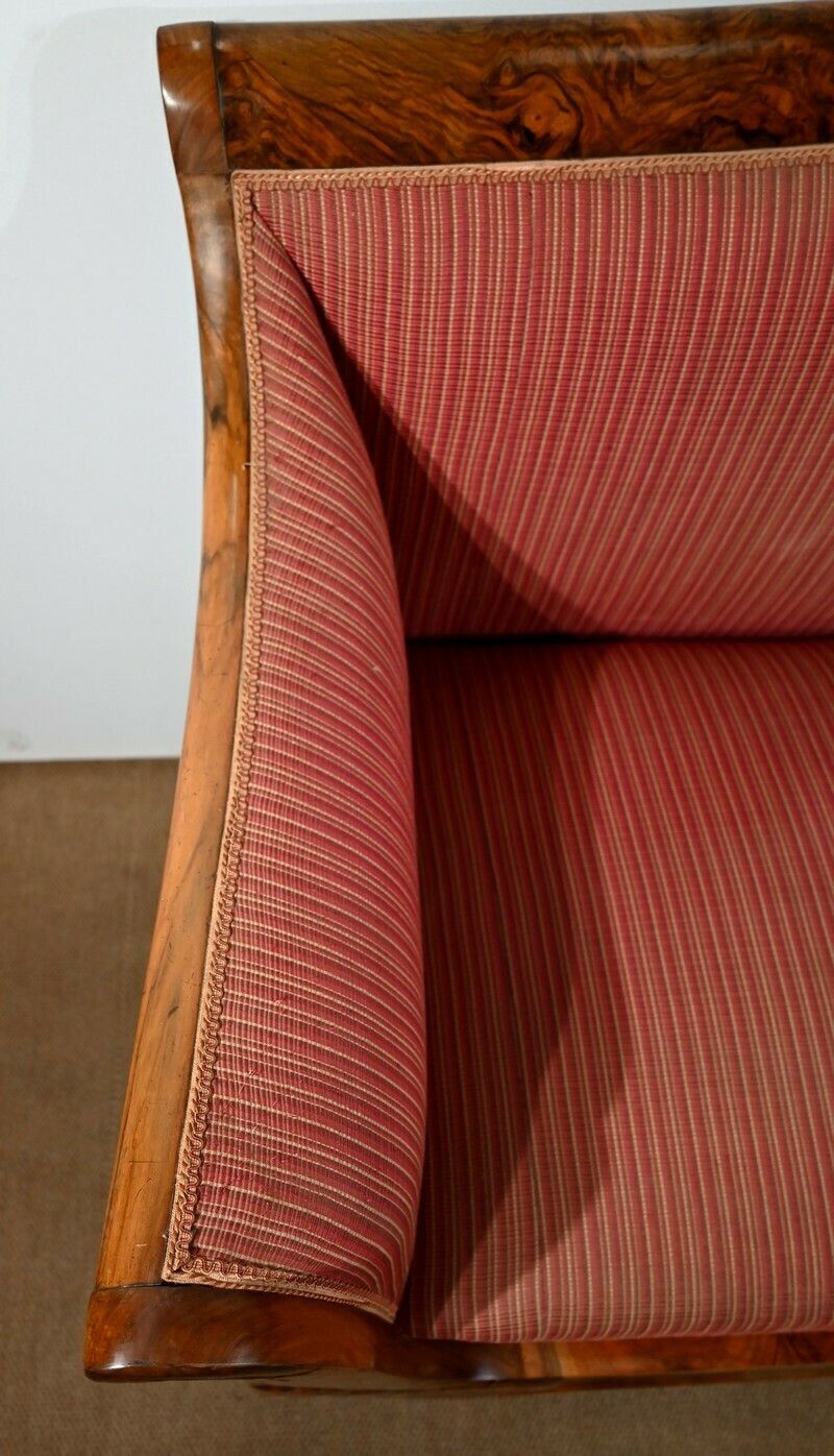 3 Seater Sofa In Burl Walnut, Restoration Style   1st Part Of The 19th Century photo 3605.0