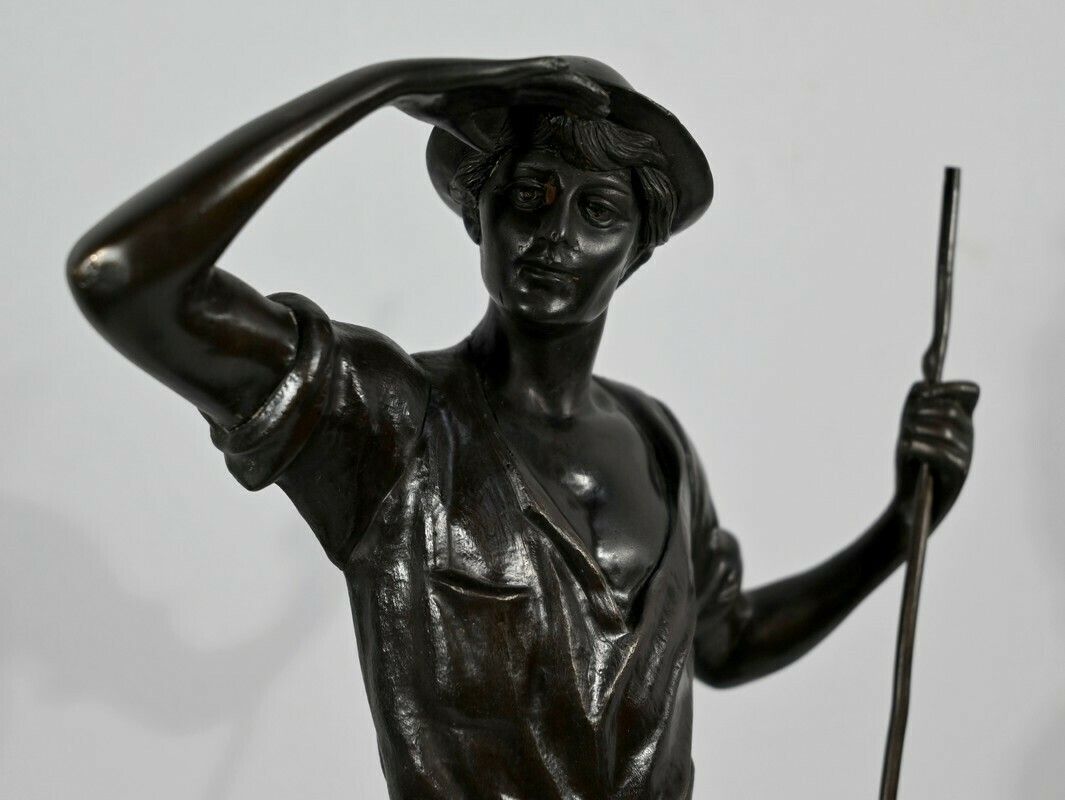 Bronze “The Reaper”, Signed E.Aizelin – 2nd Part Of The 19th Century photo vinterior