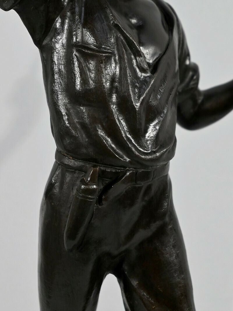 photo furniture Bronze “The Reaper”, Signed E.Aizelin – 2nd Part Of The 19th Century
