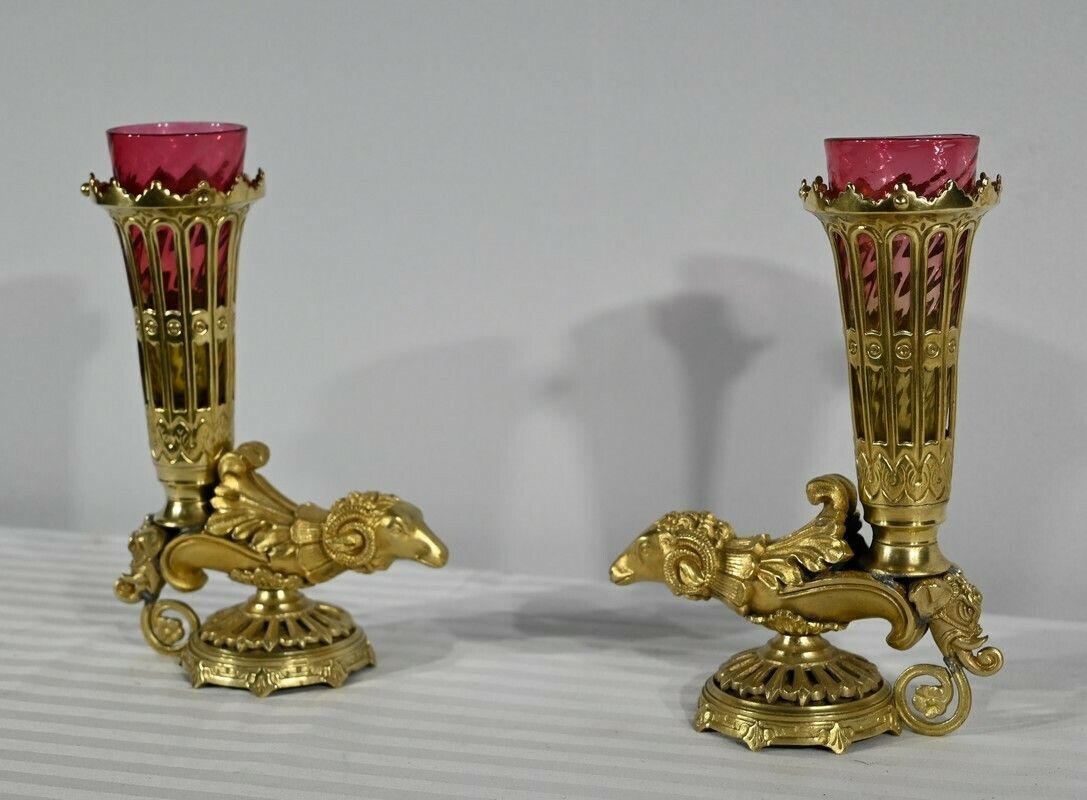 Pair Of Bronze Rython Vases – 1st Part Of The 19th Century photo for sale