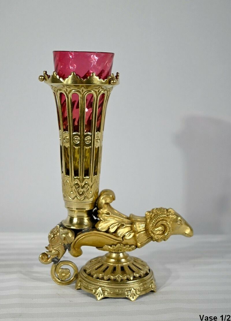 Pair Of Bronze Rython Vases – 1st Part Of The 19th Century photo vinterior