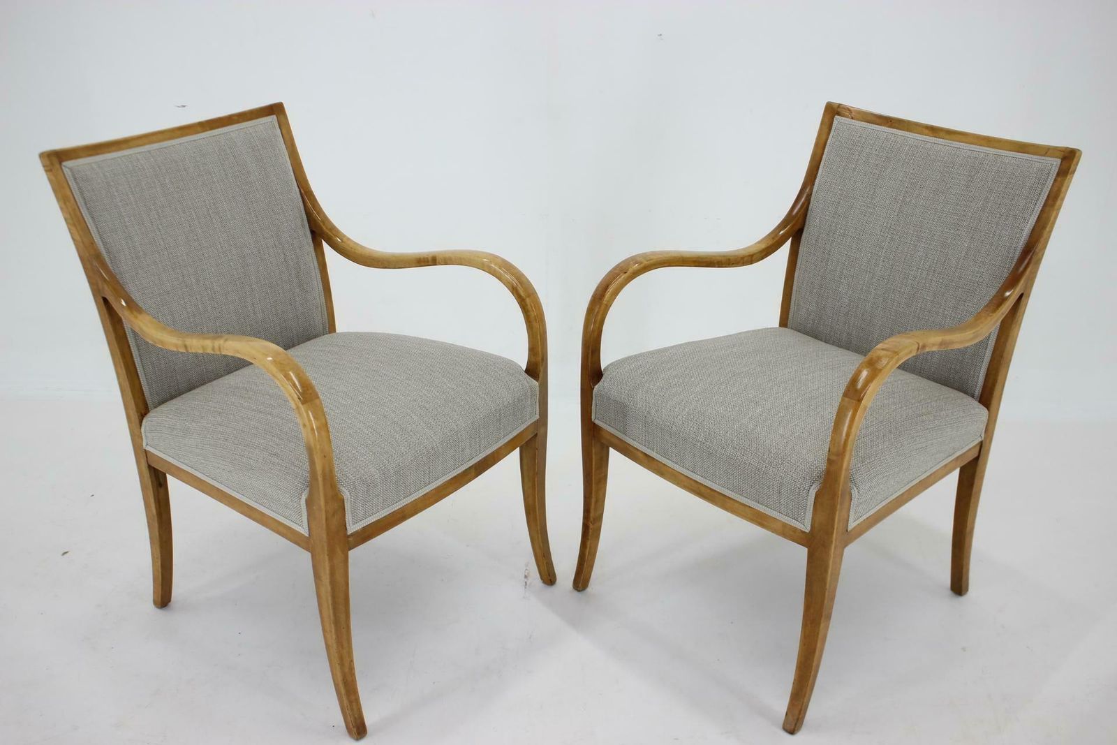 1950s Pair Of Frits Henningsen Armchairs In Birch Wood ,Denmark photo Furniture
