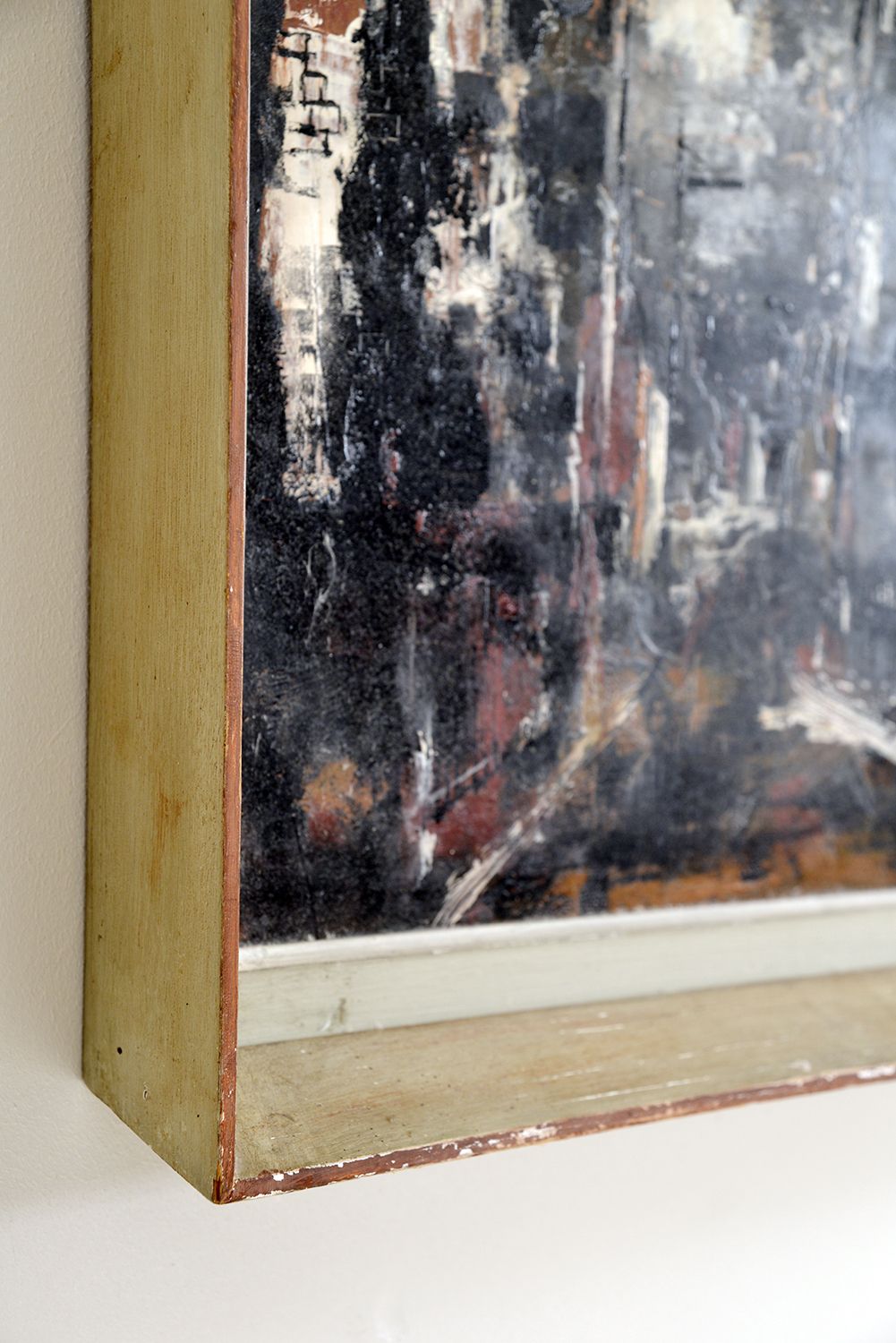 Abstract Mid Century Oil Painting On Board Industrial Scene By F. David Taggart, Signed photo buy