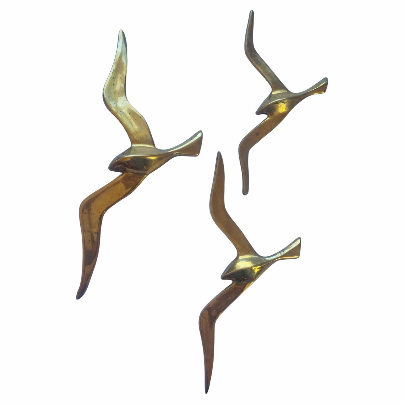 photo vinterior Set Of Three Wall Brass Decor Sculptures Of Seagulls, Austria, 1960s