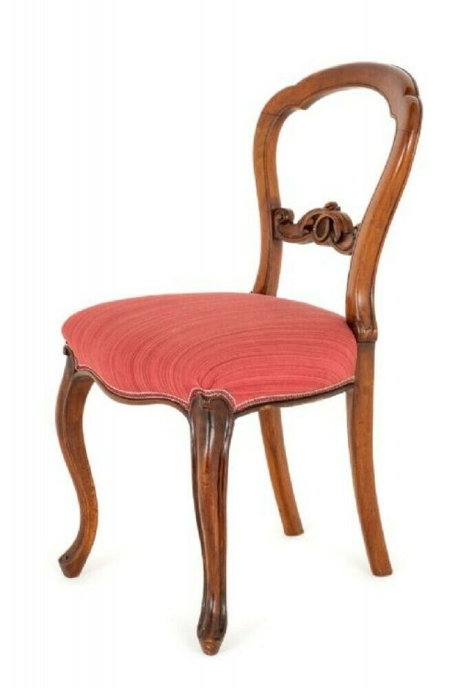 Set Victorian Dining Chairs Walnut Balloon Back photo for sale