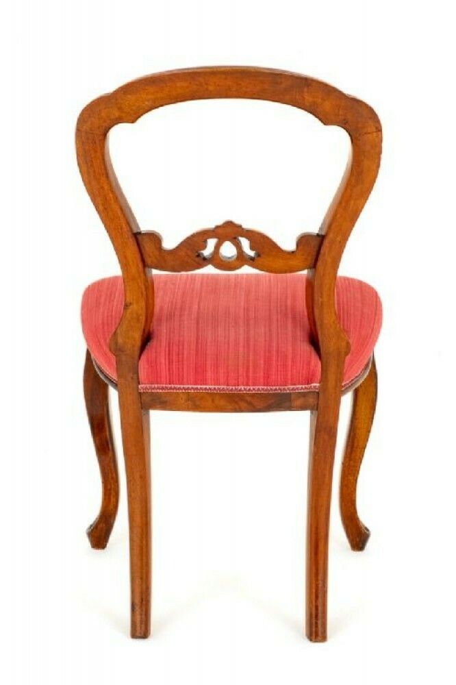 Set Victorian Dining Chairs Walnut Balloon Back photo vintage