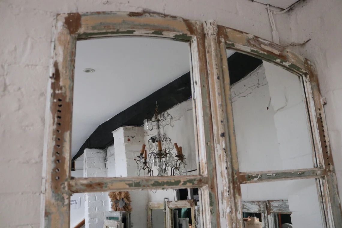 Huge Floor Standing Antique French Mirrors 232cm High X 110cm W Chateau Door Frame Mirrors Arched Top photo Home Decor