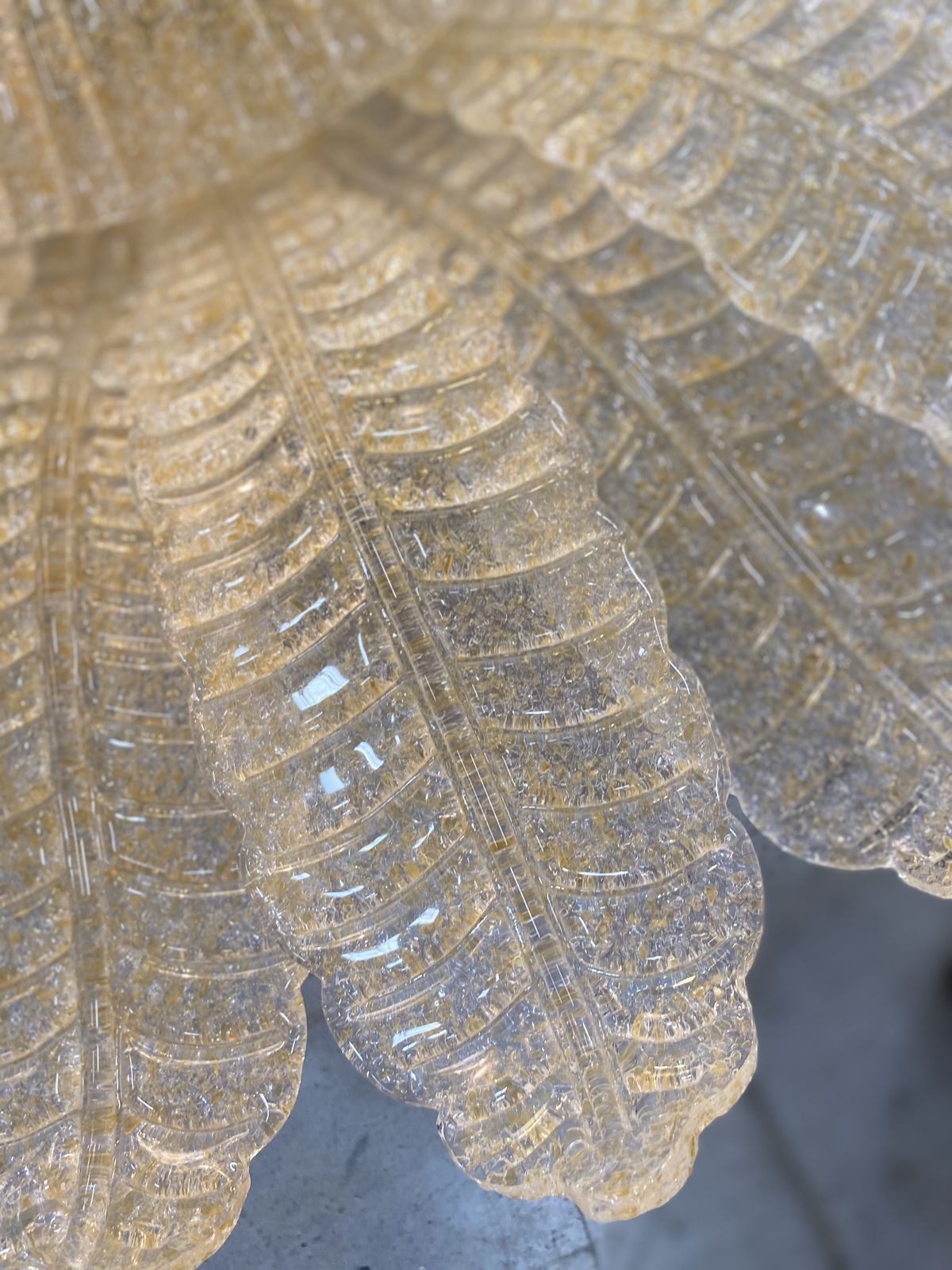 Lighting Impressive And Shenographic Venetian Flush Mounth Made In Gold Graniglia Murano Glass photo