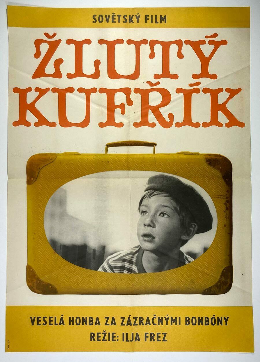 photo for sale Original Film Poster, The Adventures Of The Yellow Suitcase, Unknown Artist, 1971, Genuine Czech Vintage Print