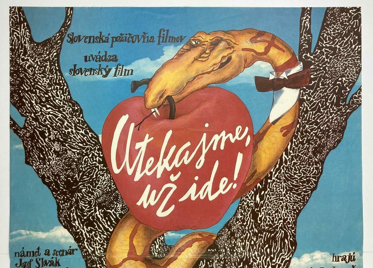 51.0 Original Film Poster, Run, He Is Coming!, Jitka Blechová, 1986, Genuine Czech Vintage Print photo