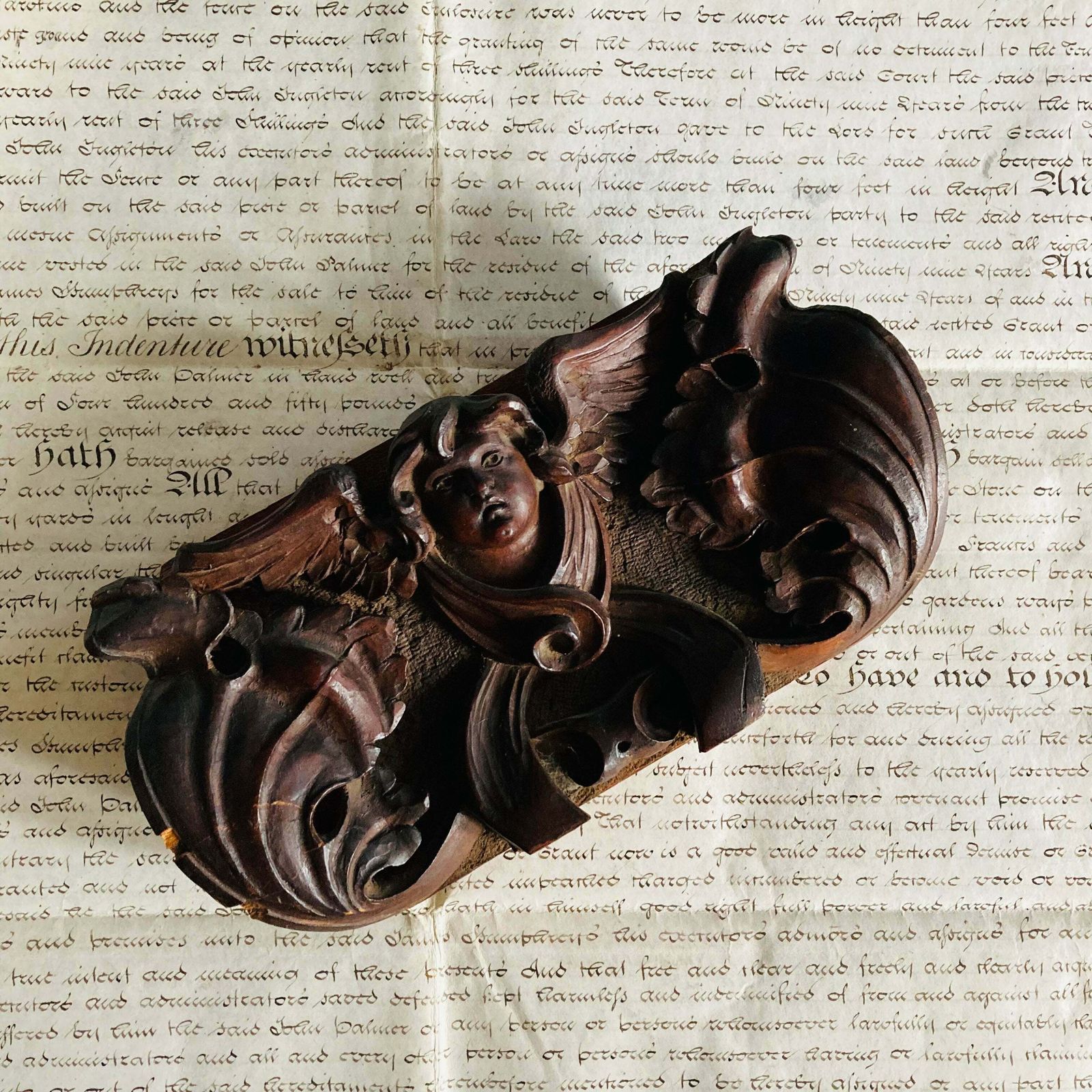 Art Antique Decorative Carved Wooden Segment photo