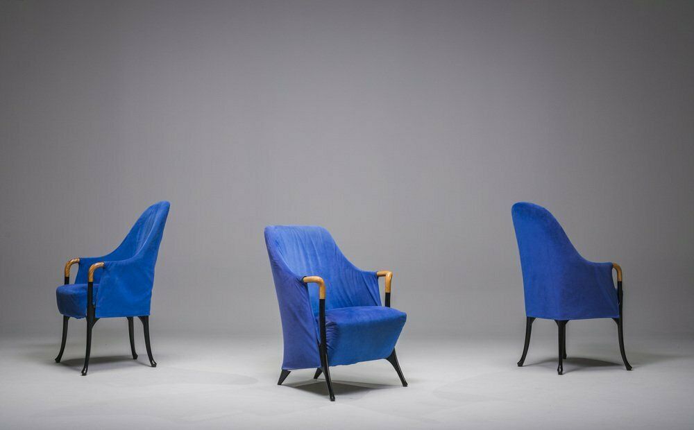 Italian Project Alcantara Armchairs By Umberto Asnago For Giorgetti/Progetti, 1980s, Set Of 3 photo furniture