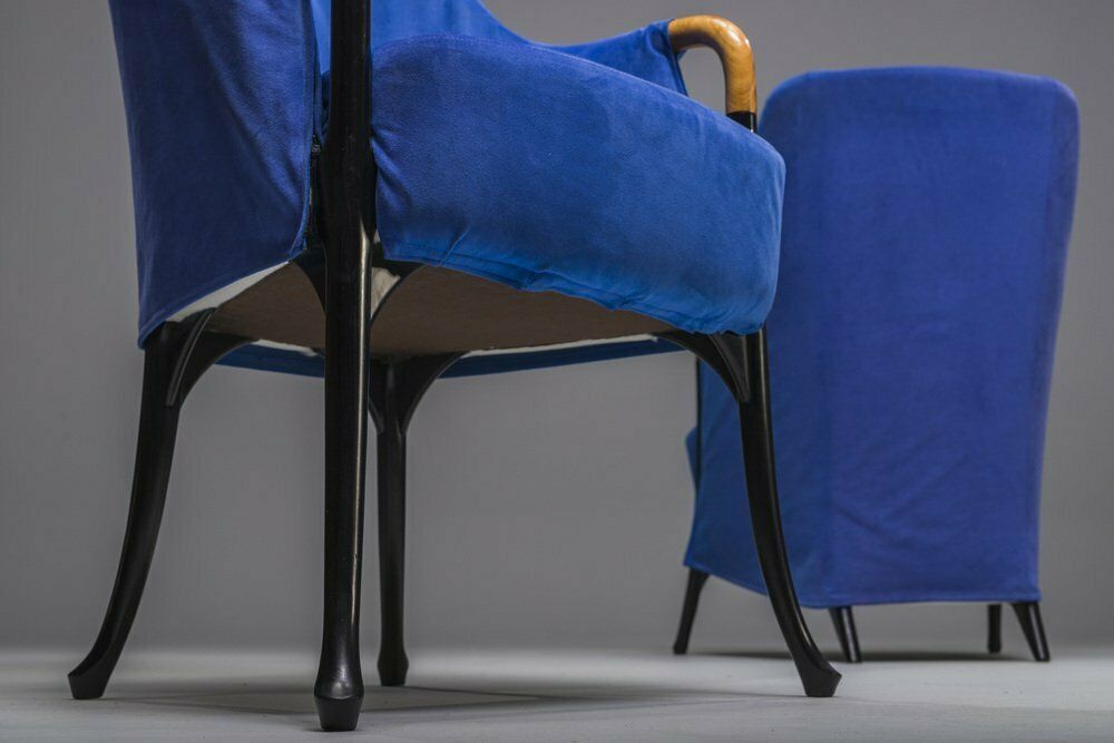 photo vintage Italian Project Alcantara Armchairs By Umberto Asnago For Giorgetti/Progetti, 1980s, Set Of 3