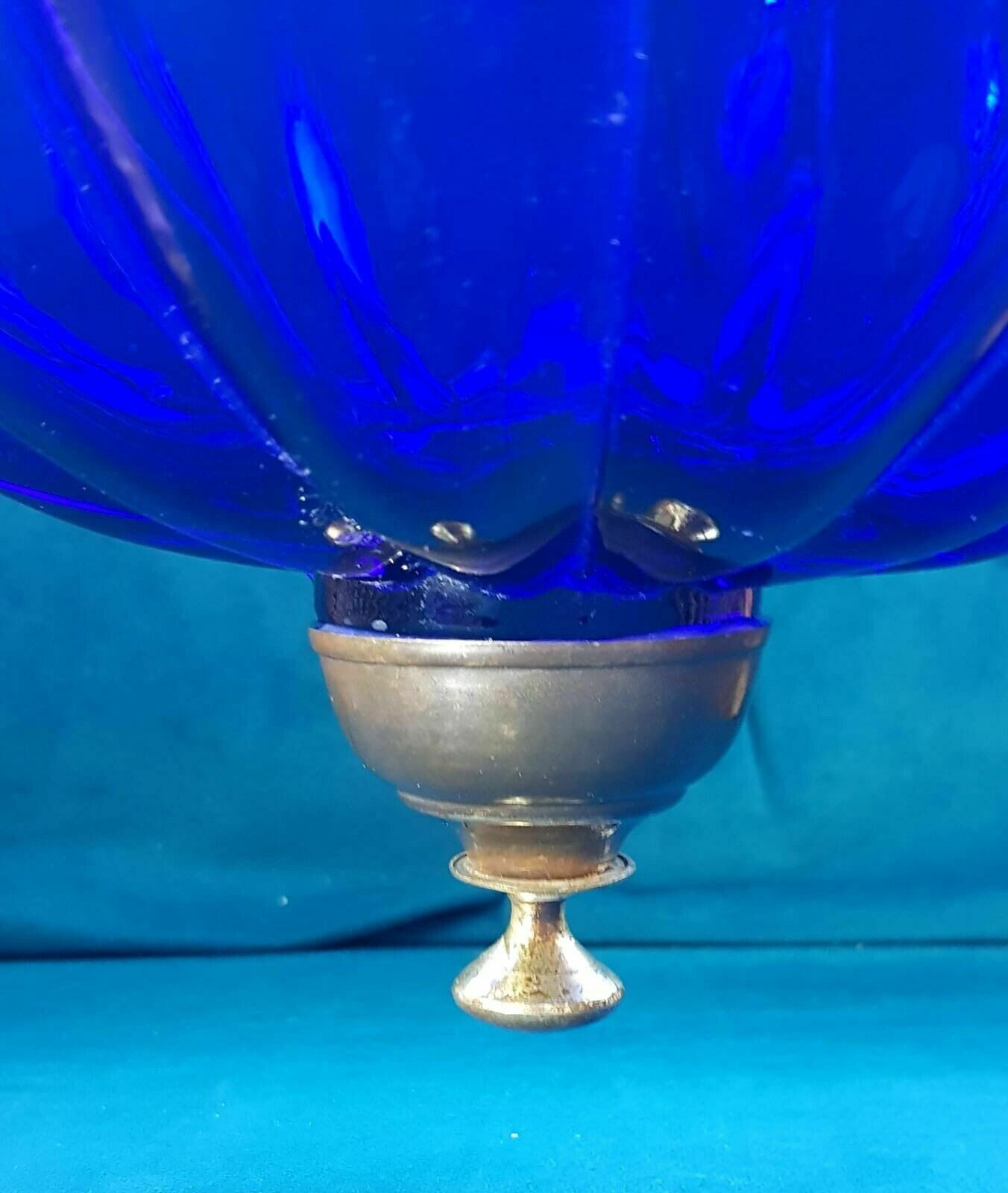 photo furniture Colonial Antique Hanging Blue Hundi Glass Pumpkin Bell Jar Hanging Lantern Light