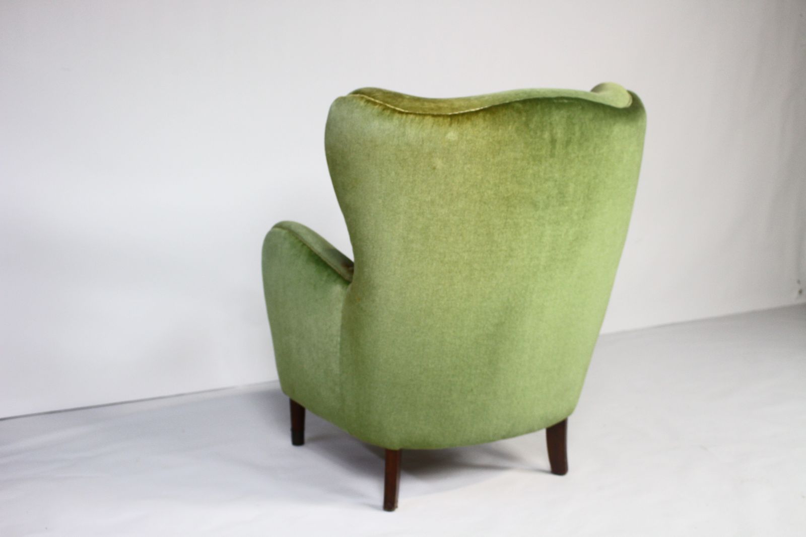 photo vinterior 1950s Danish Green Velvet Armchair