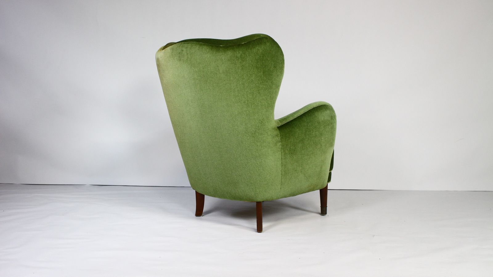 photo for sale 1950s Danish Green Velvet Armchair