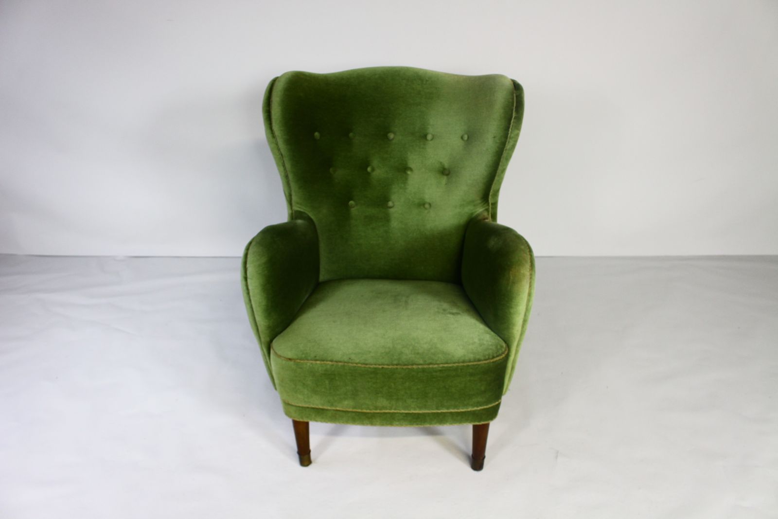 1950s Danish Green Velvet Armchair photo furniture