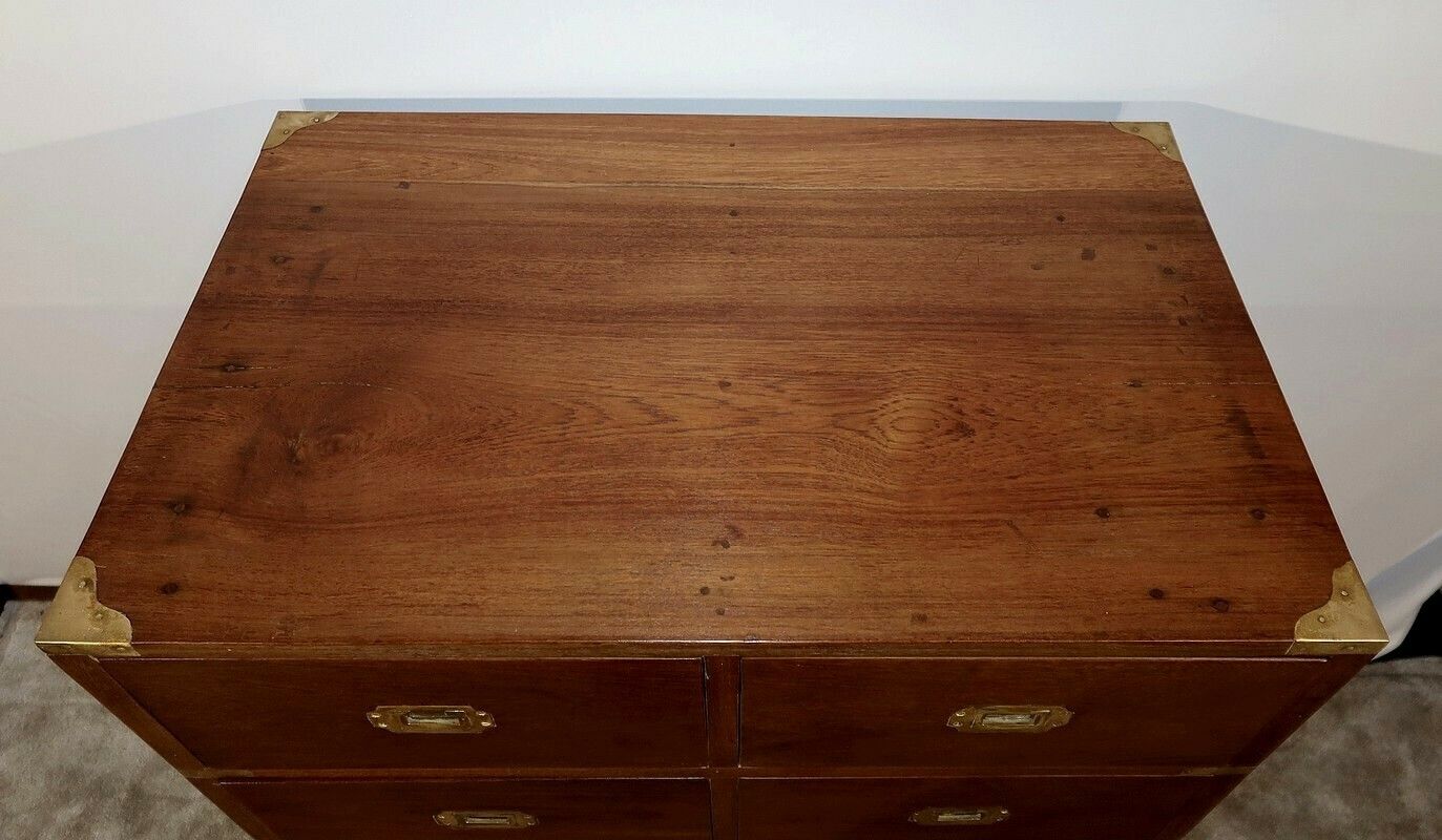 Navy Chest Of Drawers In Solid Teak, India   Xxth photo 2348.4