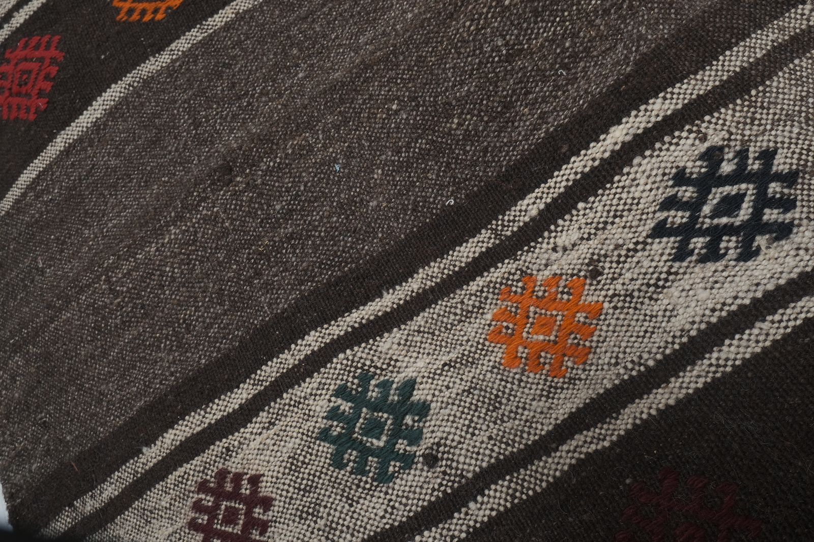 photo furniture Turkish Striped Hemp Kilim Rug 2'1'' X 6'6''