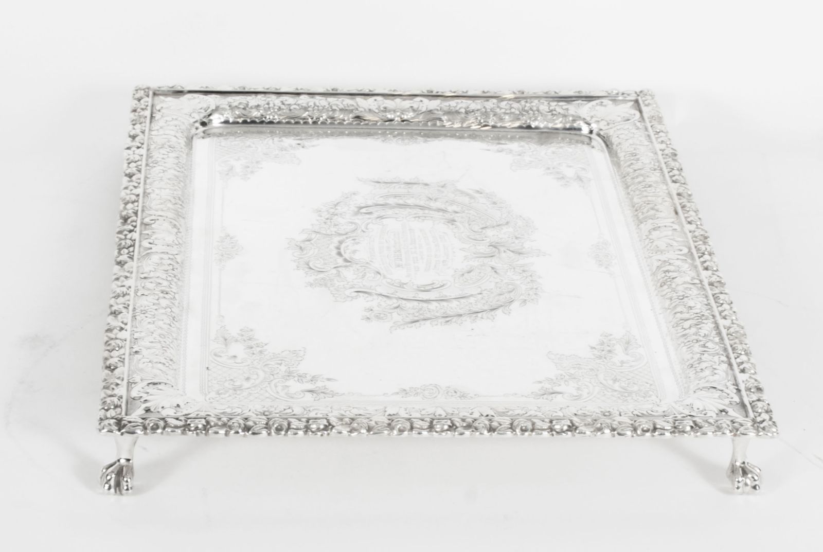 Home Decor Antique Silver Plated Salver By Fenton Russel C1880 19th C photo