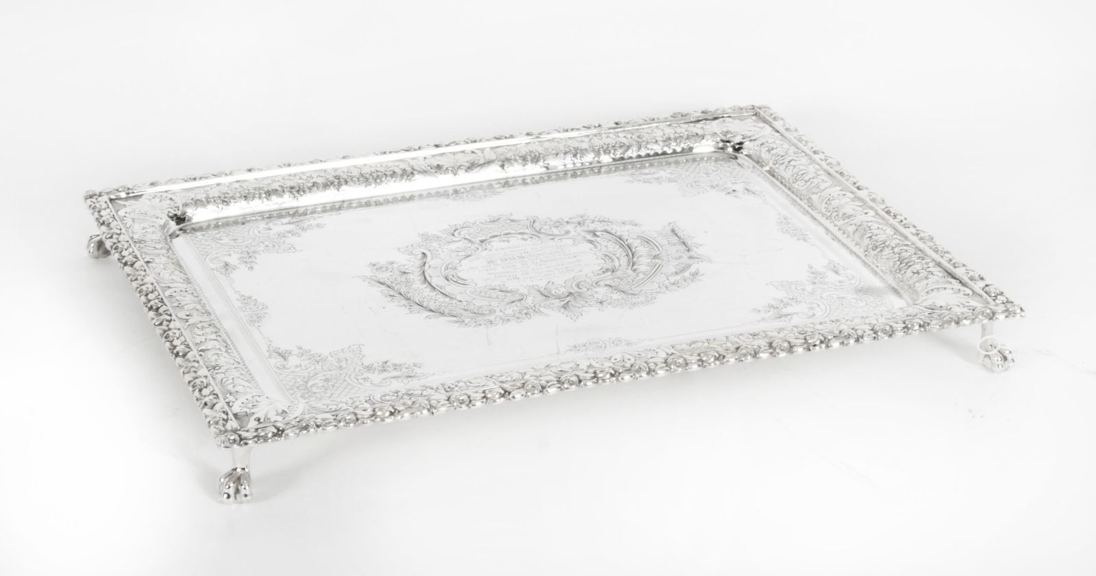 295.0 Antique Silver Plated Salver By Fenton Russel C1880 19th C photo
