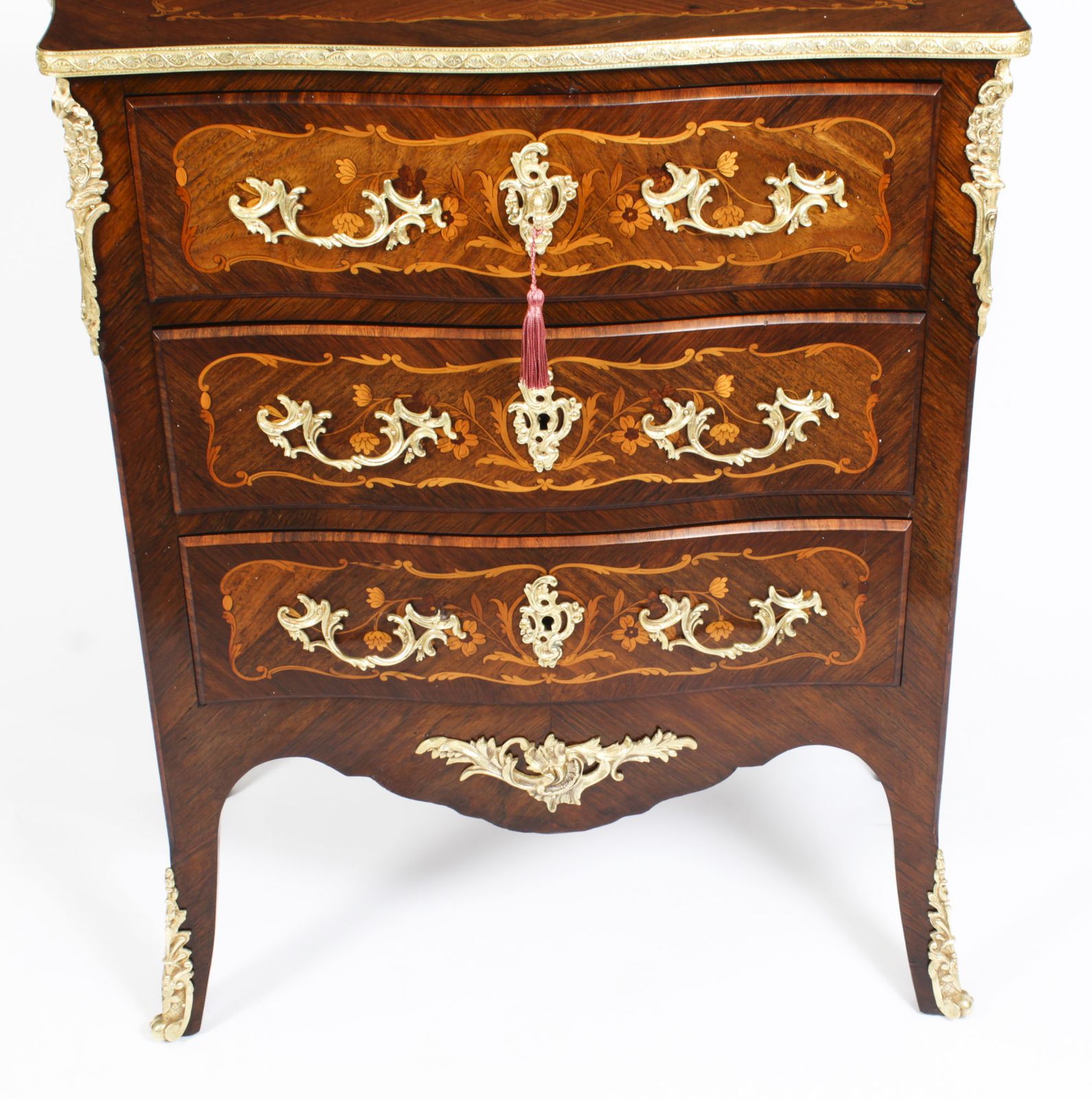 Antique French Louis Revival Kingwood Marquetry Commode  C.1880 photo vinterior
