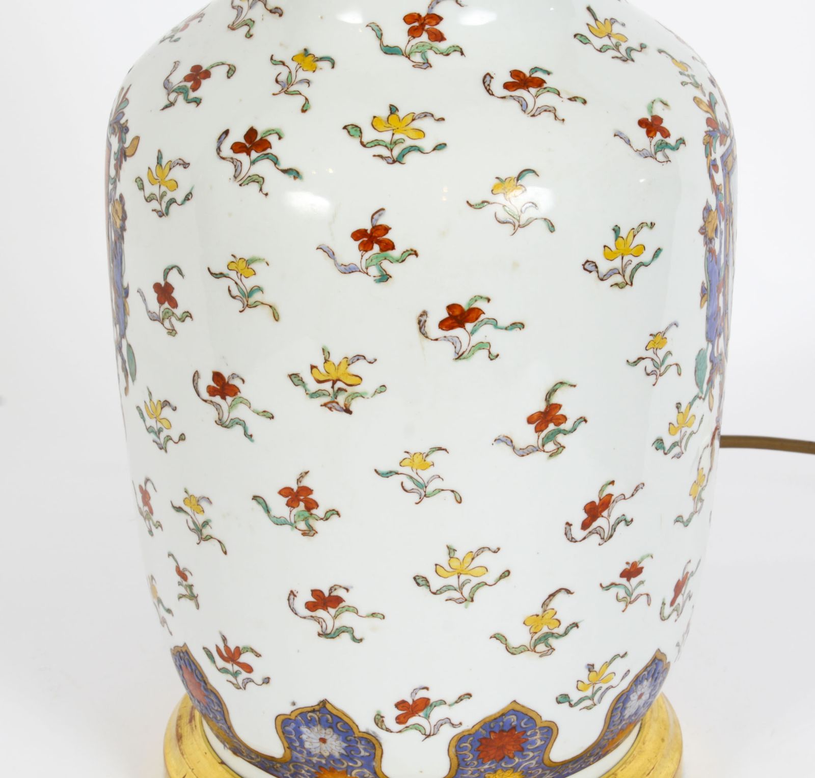 Antique French Samson Hand Painted & Gilt Porcelain Lamp C.1880 19th C photo vintage