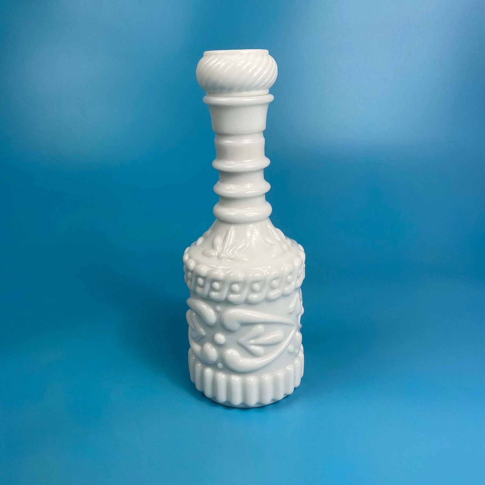 Milk Glass Decanter Hollywood Regency photo for sale