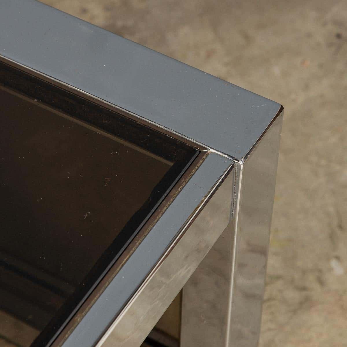 photo buy 20th Century Pair Of Chrome & Glass Side Tables, C.1970