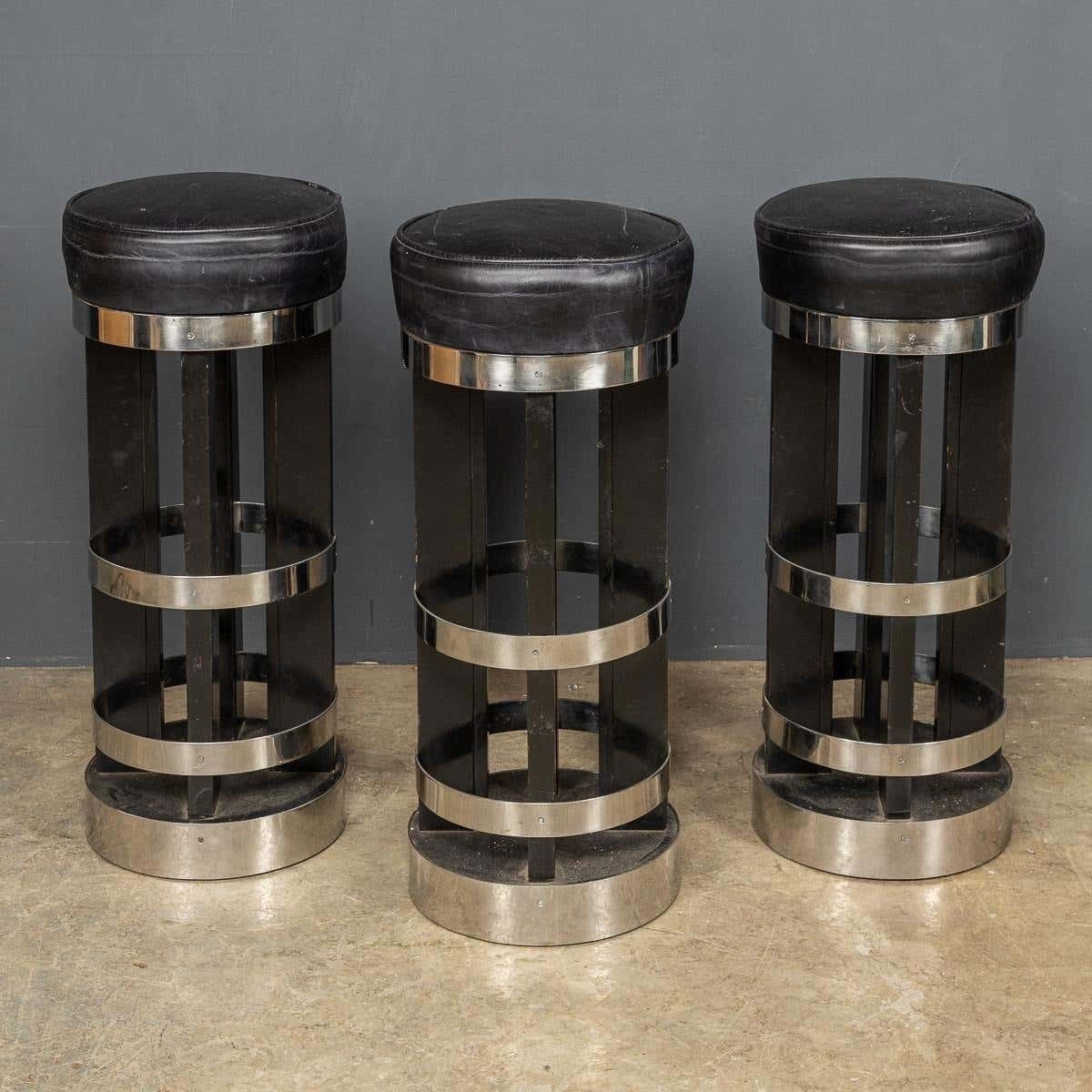 20th Century Set Of Three American Swivel Top Stools, C.1950 photo furniture